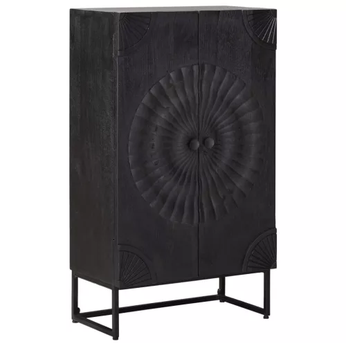 vidaXL Magasfiú Fekete 55 x 30 x 95 cm Tömör Mangófa és Műszaki Fa