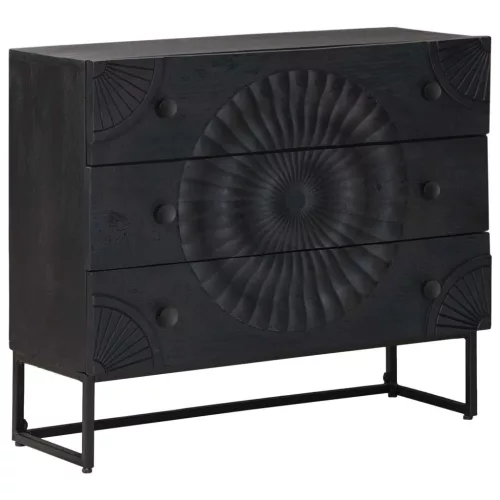 vidaXL Fiókos szekrény fiókkal Fekete 75 x 30 x 65 cm