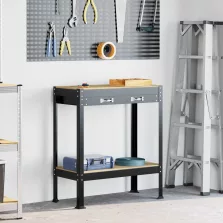   vidaXL Munkaasztalok fiókkal polcokkal Fekete 81 x 41 x 145 cm Faanyag