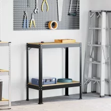   vidaXL Munkaasztalok polcokkal Fekete 81 x 41 x 145 cm Faanyag