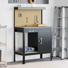   vidaXL Munkaasztalok fiókkal polcokkal Fekete 81 x 41 x 145 cm Faanyag