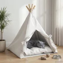   vidaXL Kiskedvenc teepee párnával Fehér 50 x 50 x 60 cm Poliészter