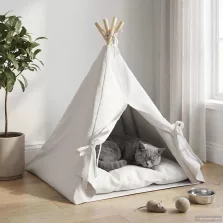   vidaXL Kiskedvenc teepee párnával Fehér 60 x 60 x 70 cm Poliészter