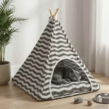   vidaXL Kiskedvenc teepee párnával Fehér és Szürke 60 x 60 x 70 cm