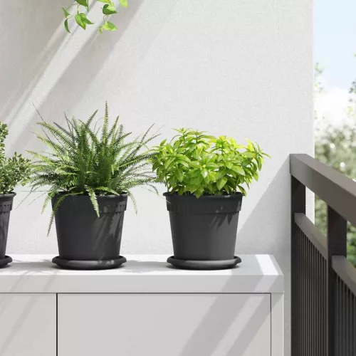 vidaXL Kerek Virágcserép 6 pcs Fekete Ø 17 x 14 cm Műanyag