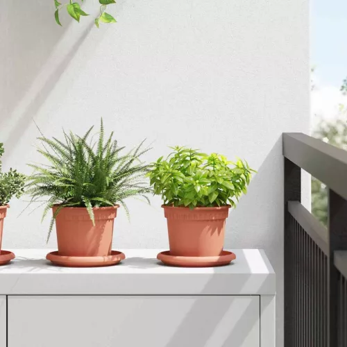 vidaXL Kerek Virágcserép 24 pcs Tégla Vörös Ø 12,5 x 10 cm Műanyag