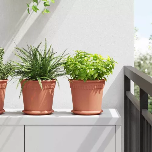 vidaXL Kerek Virágcserép 24 pcs Tégla Vörös Ø 19 x 16 cm Műanyag
