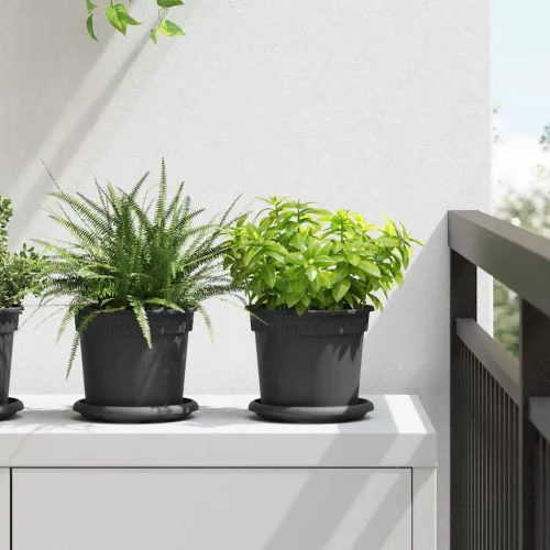 vidaXL Kerek Virágcserép 24 pcs Fekete Ø 15 x 12 cm Műanyag
