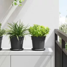   vidaXL Kerek Virágcserép 24 pcs Fekete Ø 17 x 14 cm Műanyag