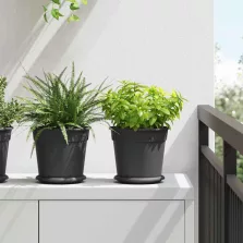   vidaXL Kerek Virágcserép 24 pcs Fekete Ø 19 x 16 cm Műanyag