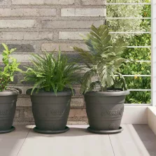   vidaXL Kerek Virágcserép 6 pcs Fekete Ø 26 x 21,5 cm Műanyag
