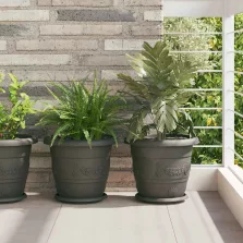   vidaXL Kerek Virágcserép 6 pcs Fekete Ø 26 x 21,5 cm Műanyag