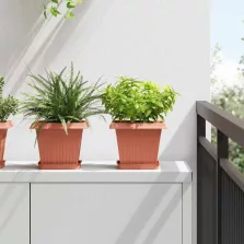   vidaXL Négyzet Virágcserép 6 pcs Tégla Vörös 20 x 20 x 16 cm Műanyag