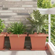  vidaXL Négyzet Virágcserép 6 pcs Tégla Vörös 43 x 43 x 33,5 cm Műanyag