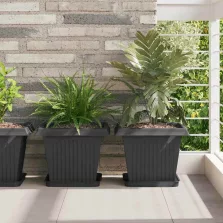   vidaXL Négyzet Virágcserép 6 pcs Fekete 33 x 33 x 26 cm Műanyag