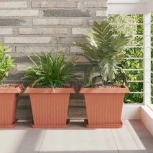   vidaXL Négyzet Virágcserép 24 pcs Tégla Vörös 33 x 33 x 26 cm Műanyag