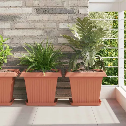 vidaXL Négyzet Virágcserép 24 pcs Tégla Vörös 33 x 33 x 26 cm Műanyag