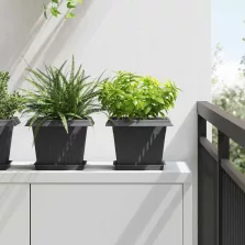   vidaXL Négyzet Virágcserép 24 pcs Fekete 23 x 23 x 17,5 cm Műanyag