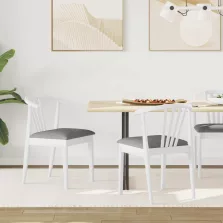 vidaXL Étkezőszék 2 pcs Fehér és Szürke Tömör gumifa