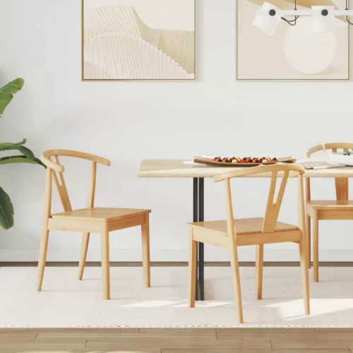 vidaXL Étkezőszék 2 pcs Természetes Tömör Gumi Fa