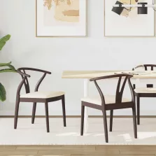   vidaXL Étkezőszék 2 pcs Világosbarna és világos Tömör Gumi Fa