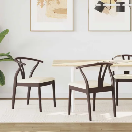 vidaXL Étkezőszék 2 pcs Világosbarna és világos Tömör Gumi Fa