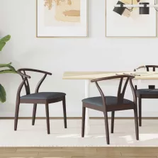   vidaXL Étkezőszék 2 pcs Világosbarna és fekete Tömör Gumi Fa