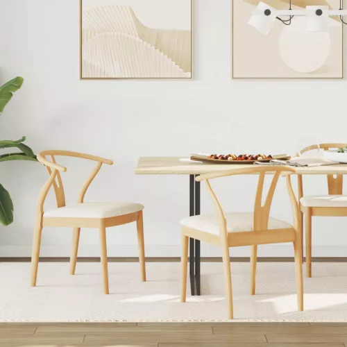 vidaXL Étkezőszék 2 pcs Természetes és világos Tömör Gumi Fa