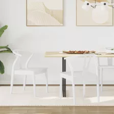 vidaXL Étkezőszék 2 pcs Fehér és Fehér Tömör Gumi Fa