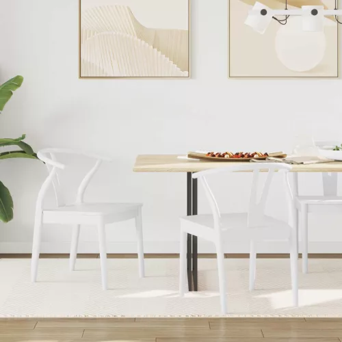 vidaXL Étkezőszék 2 pcs Fehér és Fehér Tömör Gumi Fa