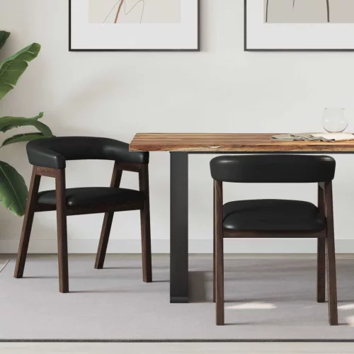 vidaXL Étkező Székek 2 pcs Világos Barna 54 x 57 x 73 cm Tömör Gumi Fa