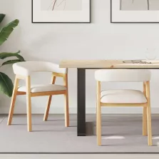   vidaXL Étkező Székek 2 pcs Természetes 54 x 57 x 73 cm Tömör Gumi Fa