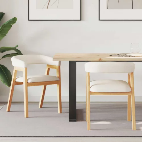 vidaXL Étkező Székek 2 pcs Természetes 54 x 57 x 73 cm Tömör Gumi Fa