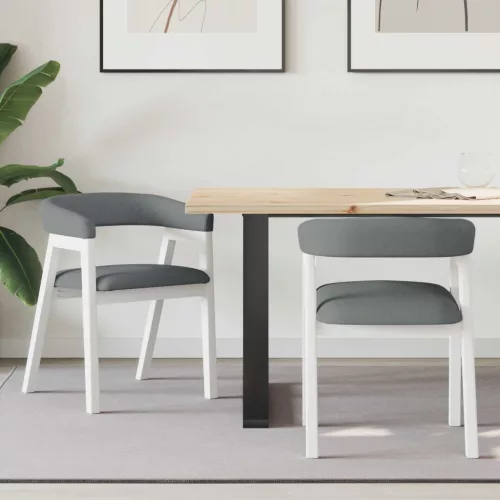 vidaXL Étkező Székek 2 pcs Fehér 54 x 57 x 73 cm Tömör Gumi Fa
