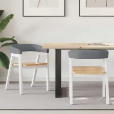   vidaXL Étkező Székek 2 pcs Fehér 54 x 57 x 73 cm Tömör Gumi Fa