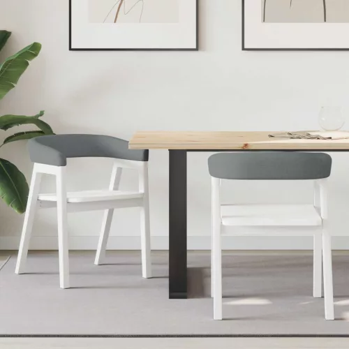 vidaXL Étkező Székek 2 pcs Fehér 54 x 57 x 73 cm Tömör Gumi Fa