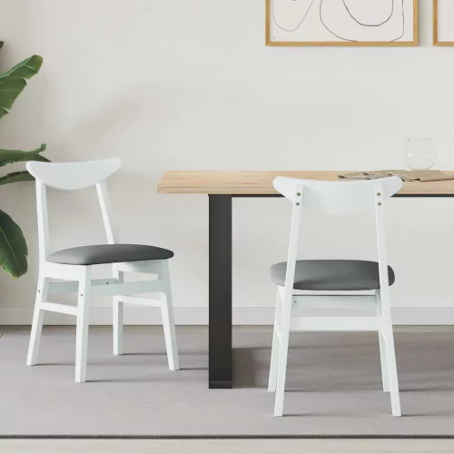 vidaXL Étkező Székek 2 pcs Fehér 42 x 47.5 x 81 cm Tömör Gumi Fa