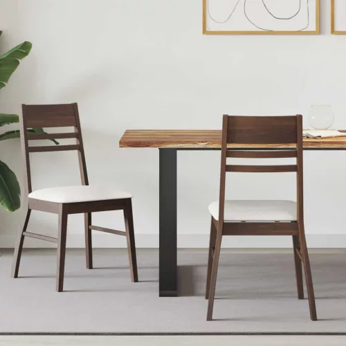 vidaXL Étkező Székek 2 pcs Világos Barna 43 x 54 x 89 cm Tömör Gumi Fa