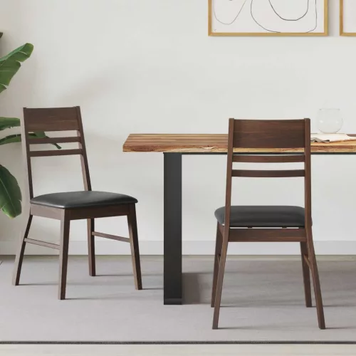 vidaXL Étkező Székek 2 pcs Világos Barna 43 x 54 x 89 cm Tömör Gumi Fa