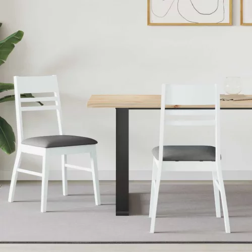 vidaXL Étkező Székek 2 pcs Fehér 43 x 54 x 89 cm Tömör Gumi Fa