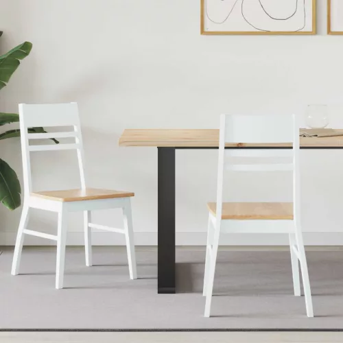 vidaXL Étkező Székek 2 pcs Fehér 43 x 54 x 89 cm Tömör Gumi Fa