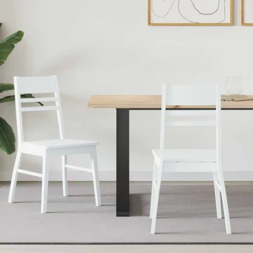 vidaXL Étkező Székek 2 pcs Fehér 43 x 54 x 89 cm Tömör Gumi Fa