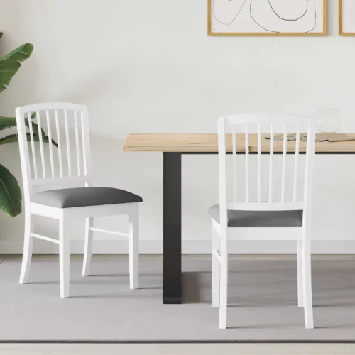 vidaXL Étkező Székek 2 pcs Fehér 50 x 52,5 x 91 cm Tömör Gumi Fa