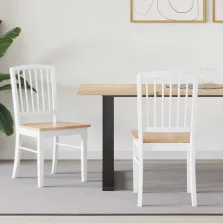   vidaXL Étkező Székek 2 pcs Fehér 50 x 52,5 x 91 cm Tömör Gumi Fa
