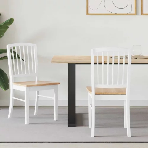 vidaXL Étkező Székek 2 pcs Fehér 50 x 52,5 x 91 cm Tömör Gumi Fa