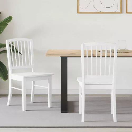 vidaXL Étkező Székek 2 pcs Fehér 50 x 52,5 x 91 cm Tömör Gumi Fa