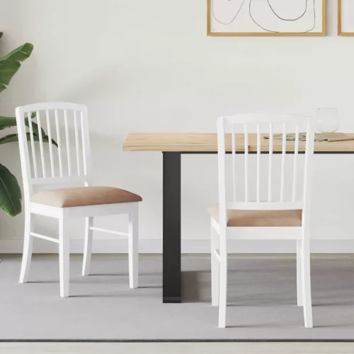 vidaXL Étkező Székek 2 pcs Fehér 50 x 52,5 x 91 cm Tömör Gumi Fa