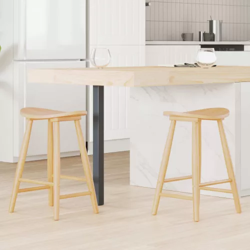 vidaXL Étkező Székek 2 pcs Természetes 46 x 37 x 63 cm Tömör Gumi Fa