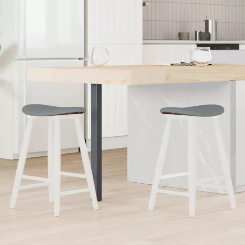 vidaXL Étkező Székek 2 pcs Fehér 46 x 37 x 63 cm Tömör Gumi Fa