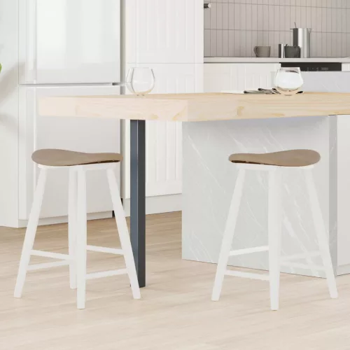 vidaXL Étkező Székek 2 pcs Fehér 46 x 37 x 63 cm Tömör Gumi Fa